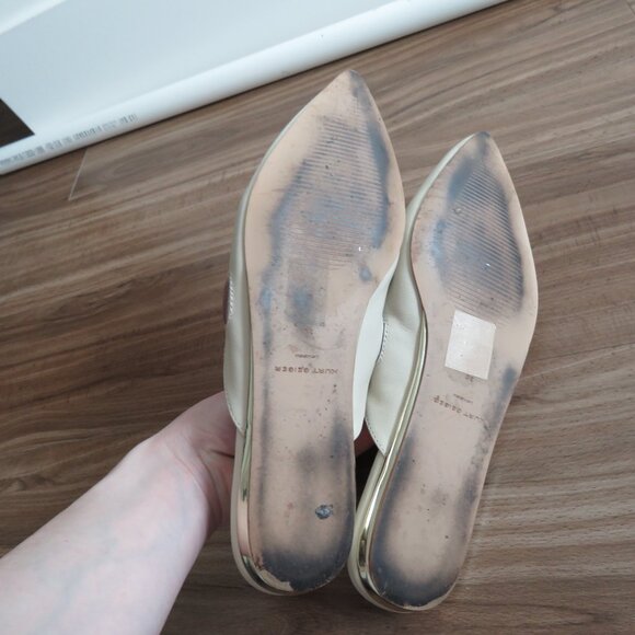 KURT GEIGER Otter Love White Rainbow Heart Flat Mules in Bone Leather Sz US 7 - Picture 11 of 13